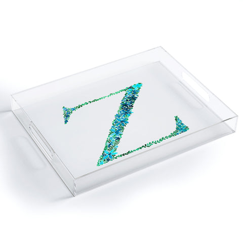 Amy Sia Floral Monogram Letter Z Acrylic Tray