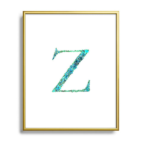 Amy Sia Floral Monogram Letter Z Metal Framed Art Print