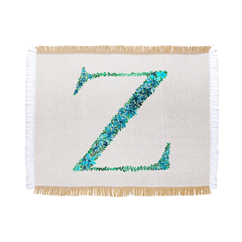 Amy Sia Floral Monogram Letter Z Throw Blanket