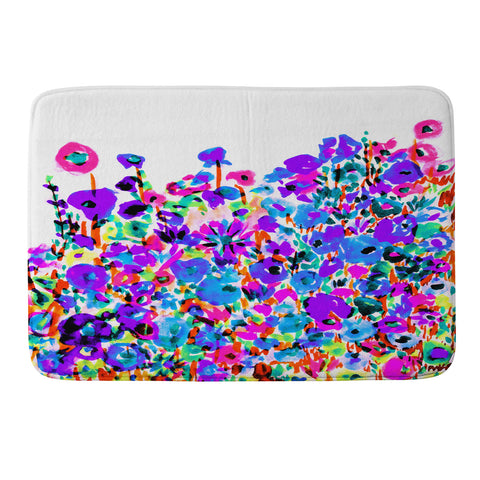 Amy Sia Flower Fields Blue Memory Foam Bath Mat