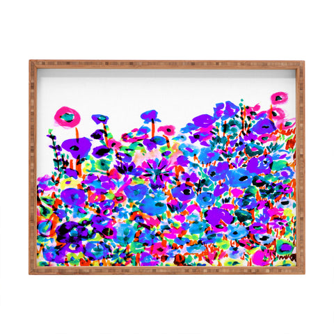 Amy Sia Flower Fields Blue Rectangular Tray