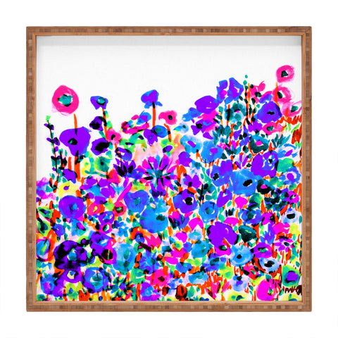 Amy Sia Flower Fields Blue Square Tray