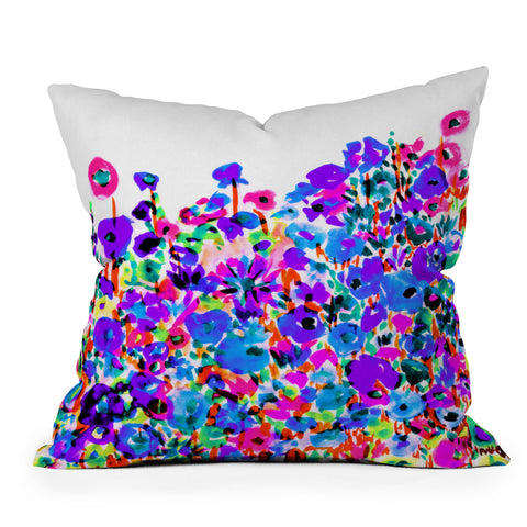 Amy Sia Flower Fields Blue Throw Pillow