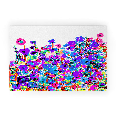 Amy Sia Flower Fields Blue Welcome Mat