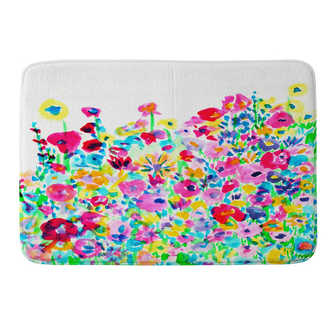 Amy Sia Flower Fields Pink Memory Foam Bath Mat