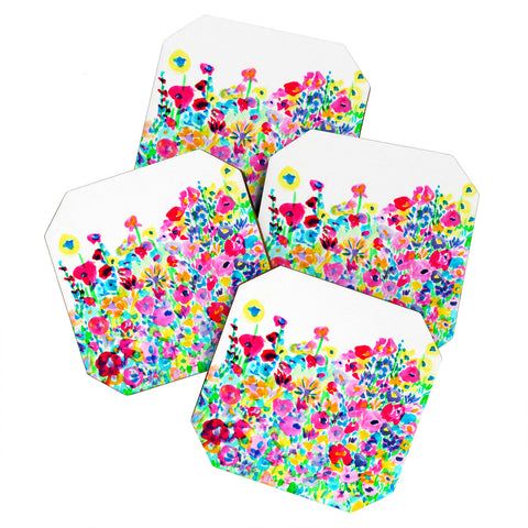 Amy Sia Flower Fields Pink Coaster Set