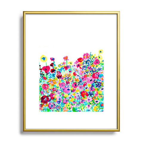 Amy Sia Flower Fields Pink Metal Framed Art Print