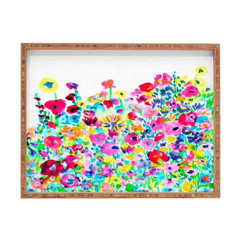 Amy Sia Flower Fields Pink Rectangular Tray