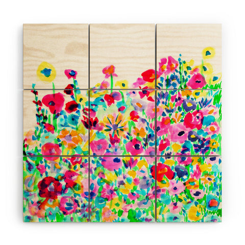 Amy Sia Flower Fields Pink Wood Wall Mural