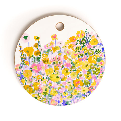 Amy Sia Flower Fields Sunshine Cutting Board Round