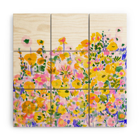 Amy Sia Flower Fields Sunshine Wood Wall Mural