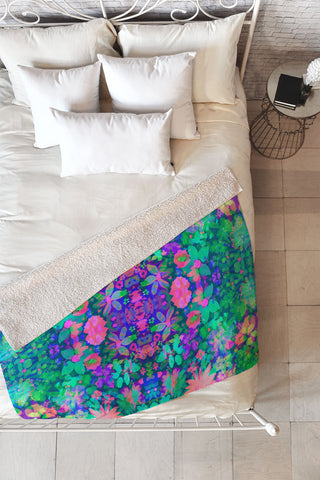 Amy Sia Fluro Floral Fleece Throw Blanket