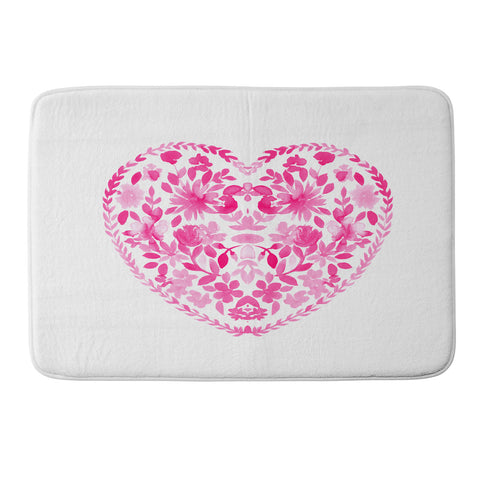 Amy Sia Folk Love Heart Pink Memory Foam Bath Mat