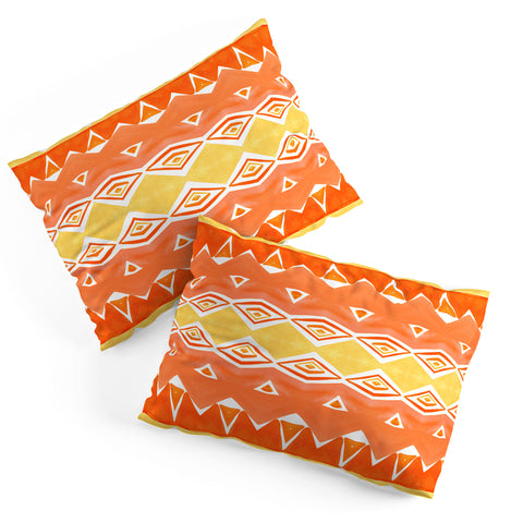 Amy Sia Geo Triangle 2 Orange Pillow Shams