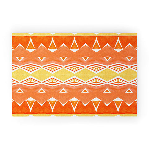 Amy Sia Geo Triangle 2 Orange Welcome Mat