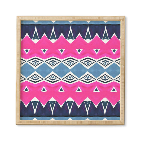 Amy Sia Geo Triangle 2 Pink Navy Framed Wall Art