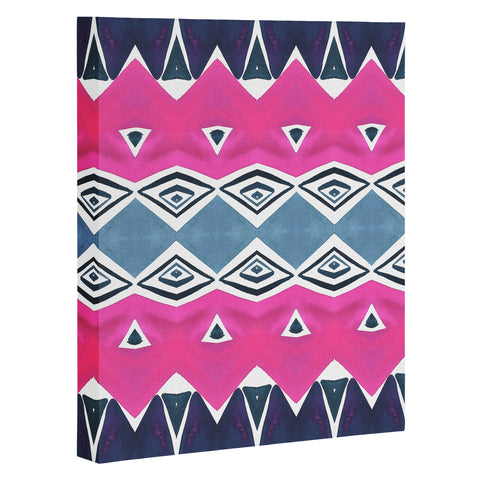 Amy Sia Geo Triangle 2 Pink Navy Art Canvas