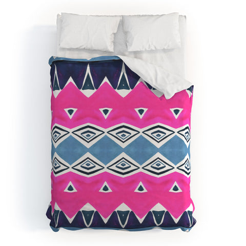 Amy Sia Geo Triangle 2 Pink Navy Duvet Cover