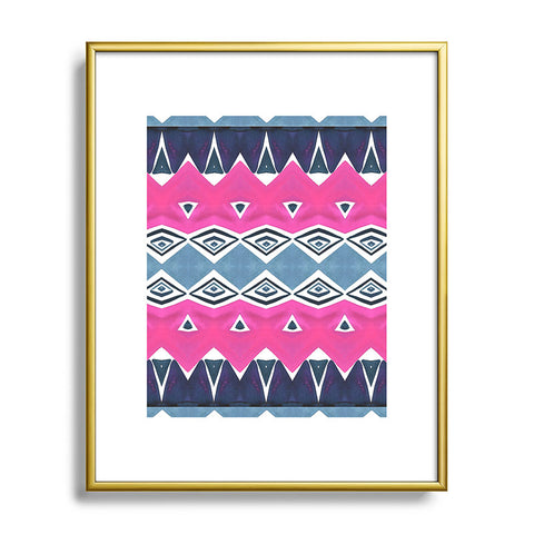 Amy Sia Geo Triangle 2 Pink Navy Metal Framed Art Print