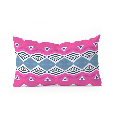 Amy Sia Geo Triangle 2 Pink Navy Oblong Throw Pillow