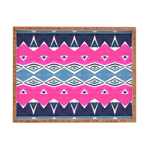Amy Sia Geo Triangle 2 Pink Navy Rectangular Tray
