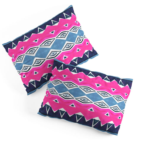 Amy Sia Geo Triangle 2 Pink Navy Pillow Shams