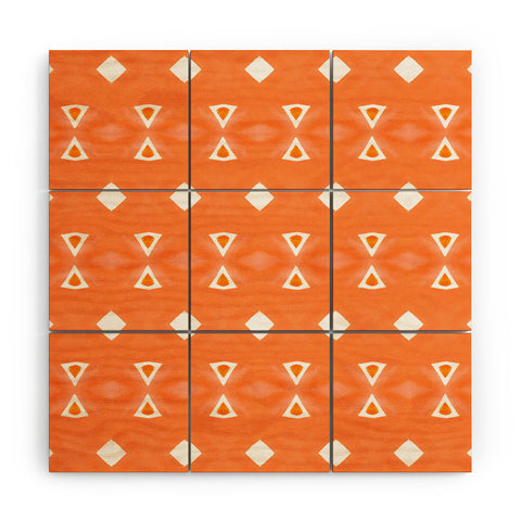 Amy Sia Geo Triangle 3 Orange Wood Wall Mural