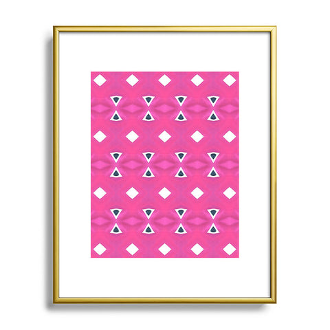 Amy Sia Geo Triangle 3 Pink Navy Metal Framed Art Print