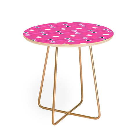 Amy Sia Geo Triangle 3 Pink Navy Round Side Table