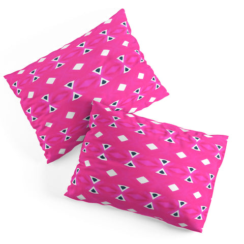 Amy Sia Geo Triangle 3 Pink Navy Pillow Shams