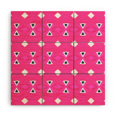 Amy Sia Geo Triangle 3 Pink Navy Wood Wall Mural
