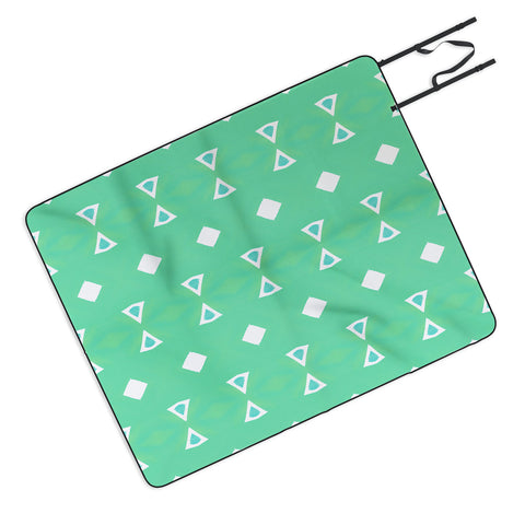 Amy Sia Geo Triangle 3 Sea Green Picnic Blanket