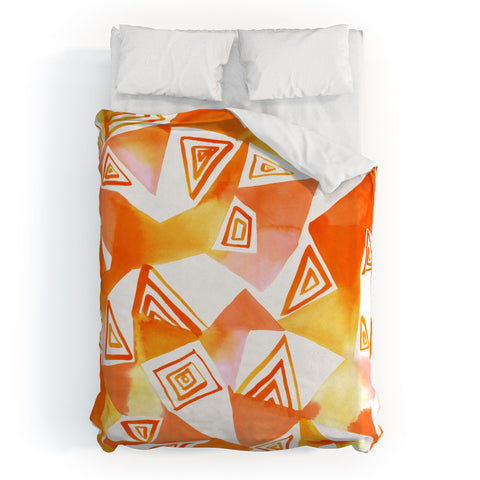 Amy Sia Geo Triangle Orange Duvet Cover