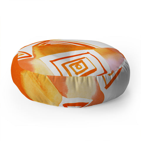 Amy Sia Geo Triangle Orange Floor Pillow Round