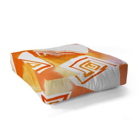 Amy Sia Geo Triangle Orange Floor Pillow Square