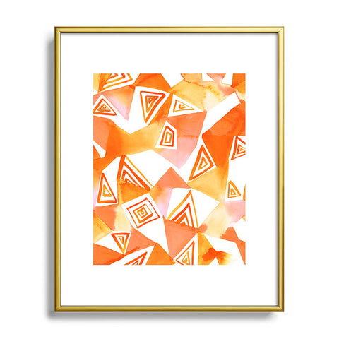 Amy Sia Geo Triangle Orange Metal Framed Art Print