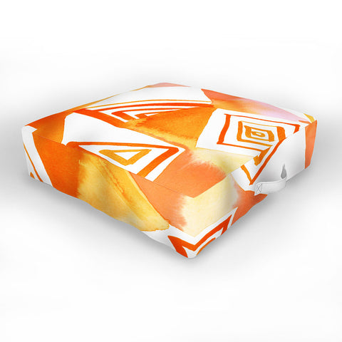 Amy Sia Geo Triangle Orange Outdoor Floor Cushion