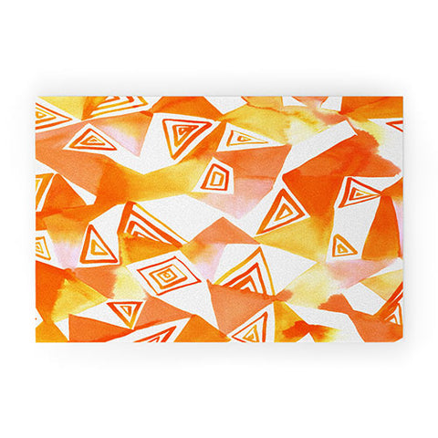 Amy Sia Geo Triangle Orange Welcome Mat