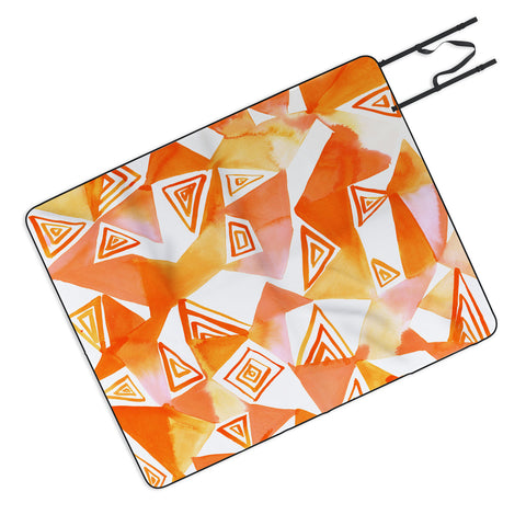 Amy Sia Geo Triangle Orange Picnic Blanket