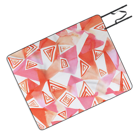 Amy Sia Geo Triangle Peach Picnic Blanket