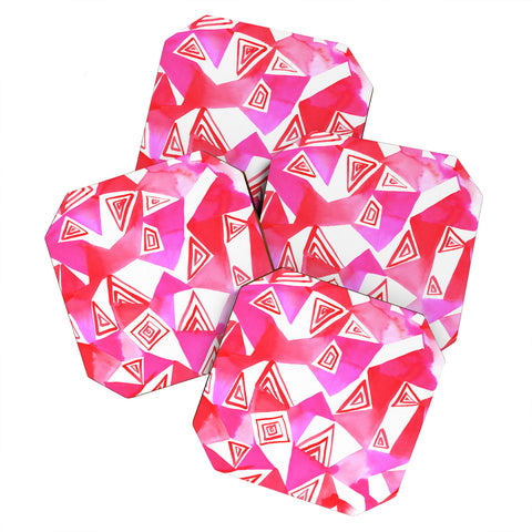 Amy Sia Geo Triangle Pink Coaster Set
