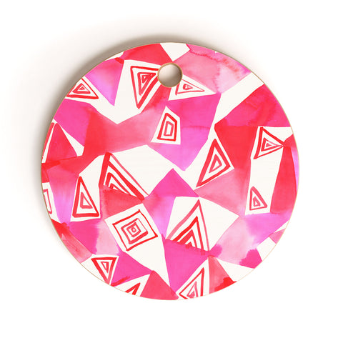 Amy Sia Geo Triangle Pink Cutting Board Round