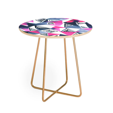 Amy Sia Geo Triangle Pink Navy Round Side Table