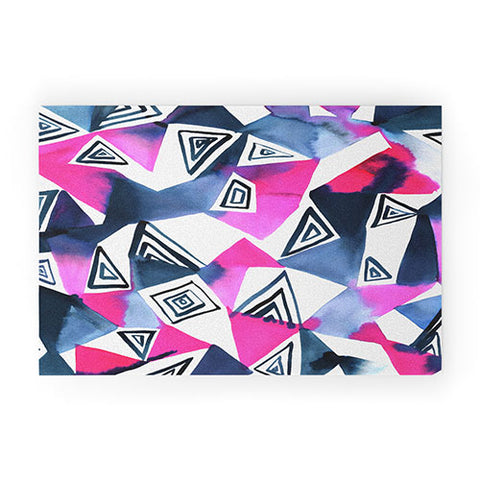 Amy Sia Geo Triangle Pink Navy Welcome Mat