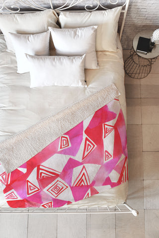 Amy Sia Geo Triangle Pink Fleece Throw Blanket