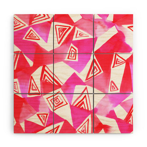Amy Sia Geo Triangle Pink Wood Wall Mural