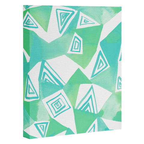Amy Sia Geo Triangle Sea Green Art Canvas