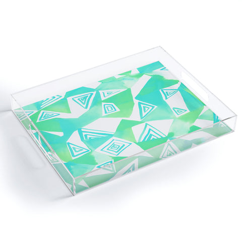 Amy Sia Geo Triangle Sea Green Acrylic Tray