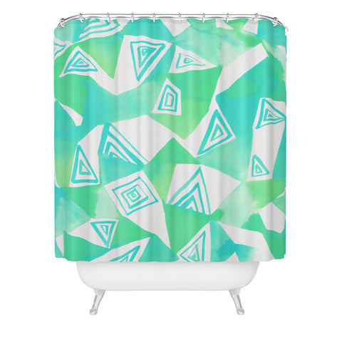 Amy Sia Geo Triangle Sea Green Shower Curtain