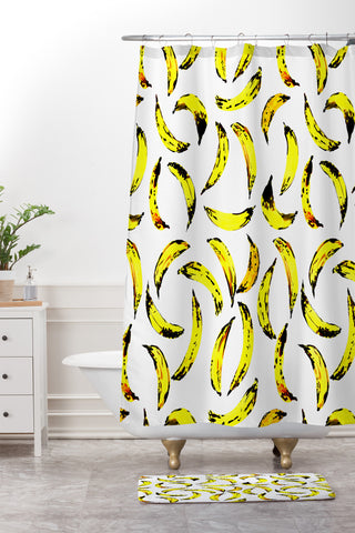 Amy Sia Go Bananas Shower Curtain And Mat